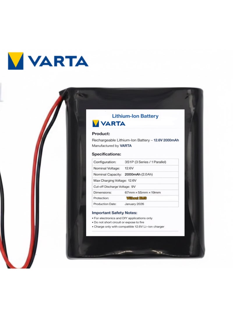 فارتا بطارية VARTA ليثيوم أيون 12.6 فولت – سعة 2000mAh | خلايا أصلية عالية الأداء - Image 4